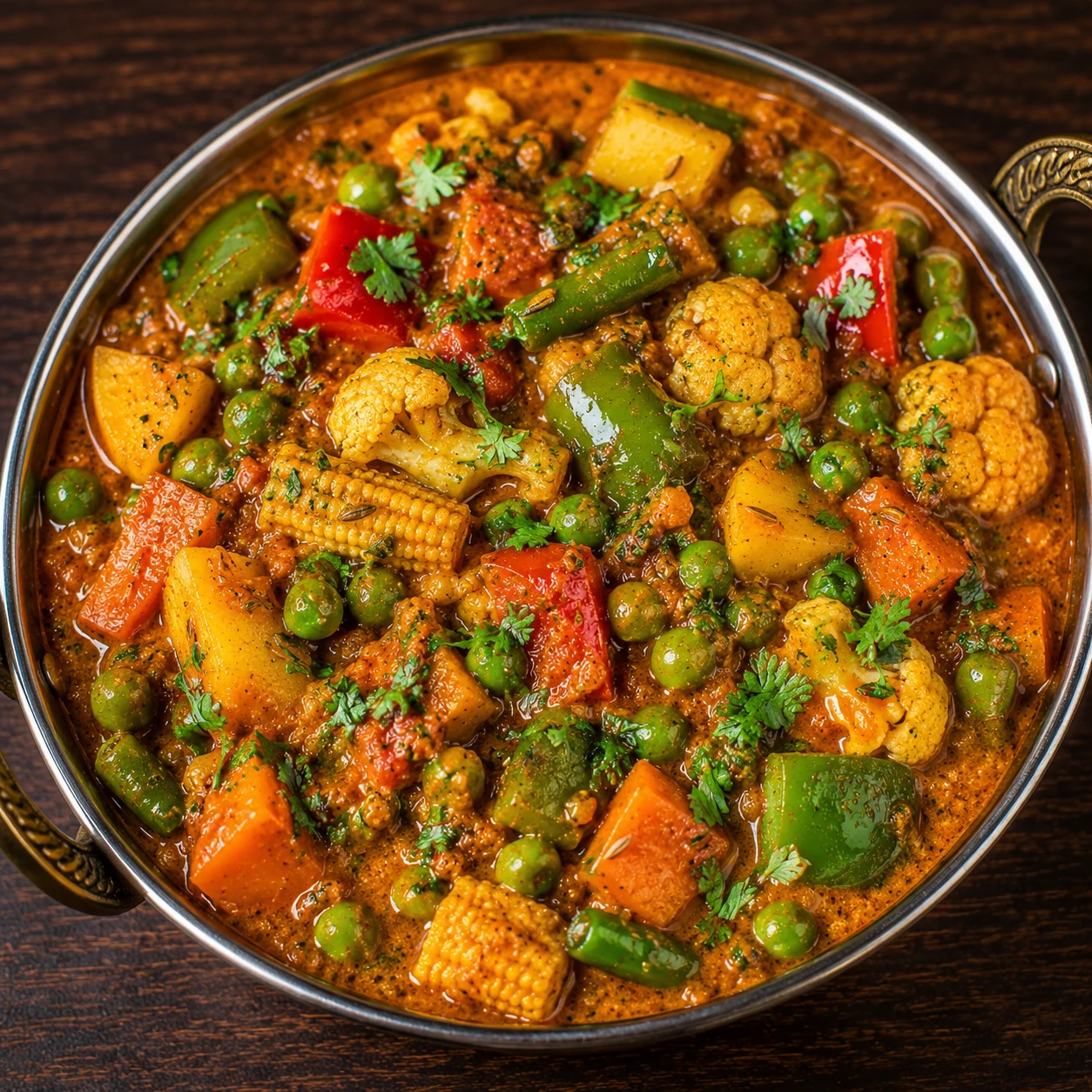 Colourful mixed vegetable curry for a shared catering menu