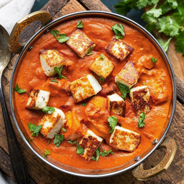 Paneer lababdar in a rich tomato gravy for an event meal